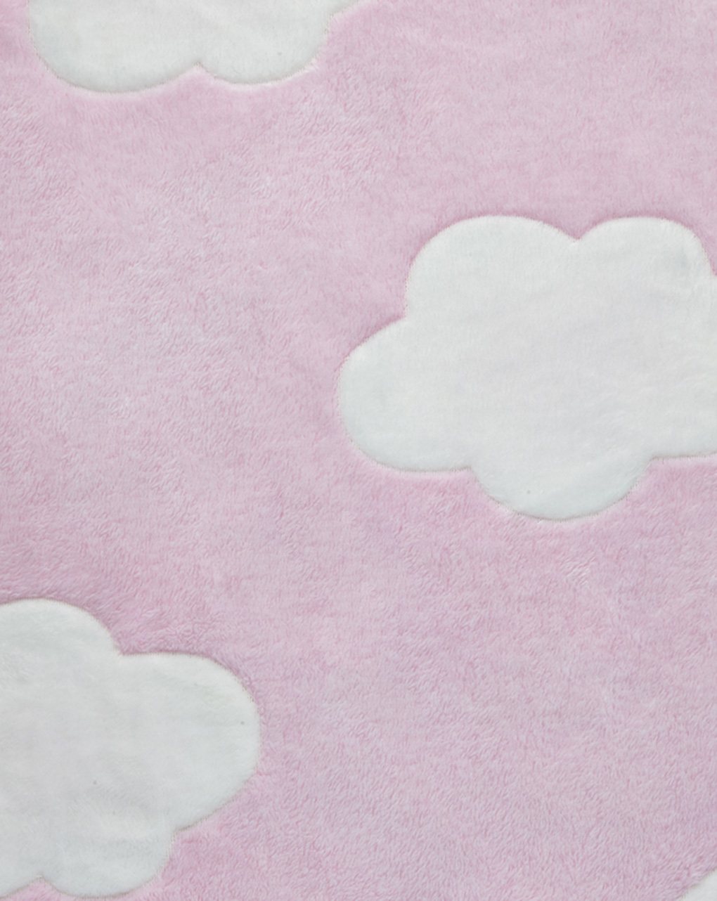Colcha felpilla minicuna/capazo rosa con nubes blancas - Prénatal