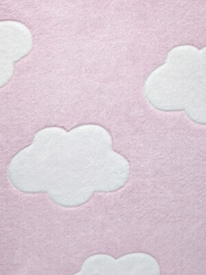 Colcha pelo cuna rosa con nubes blancas - Prénatal