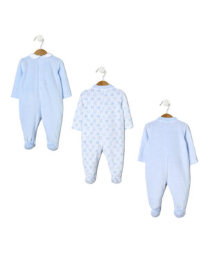 Pack 3 pijamas felpilla azul cielo - Prénatal