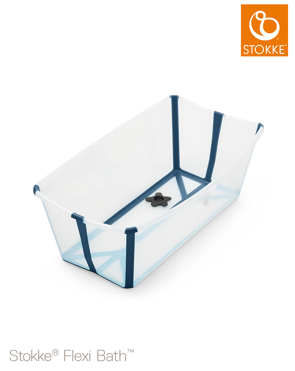 Bañera flexi bath trasparent blue tapón termosensible - Stokke