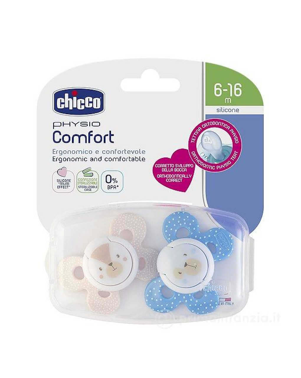 Pack 2 chupetes physio comfort silicona 6-16m - Chicco
