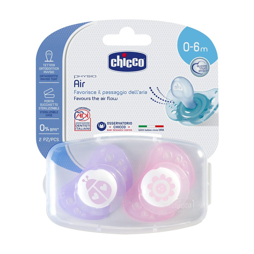 Chupete physio air silicona girl 0-6m (x2) - Chicco
