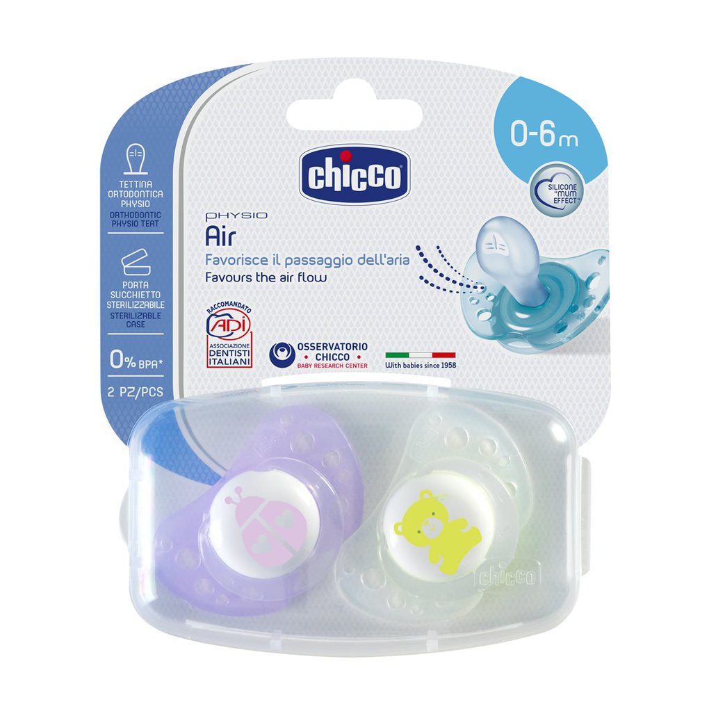 Chupete physio air silicona girl 0-6m (x2) - Chicco