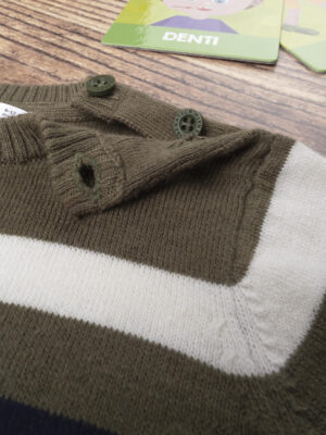 Suéter verde de punto tricot a rayas para niño - Prénatal