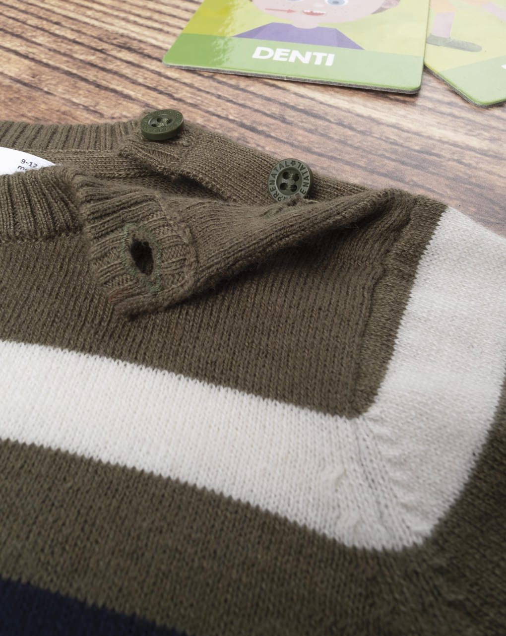 Suéter verde de punto tricot a rayas para niño - Prénatal