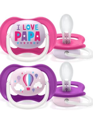Pack 2 chupetes philips avent ultra air collection 6-18 rosa - papá - Avent