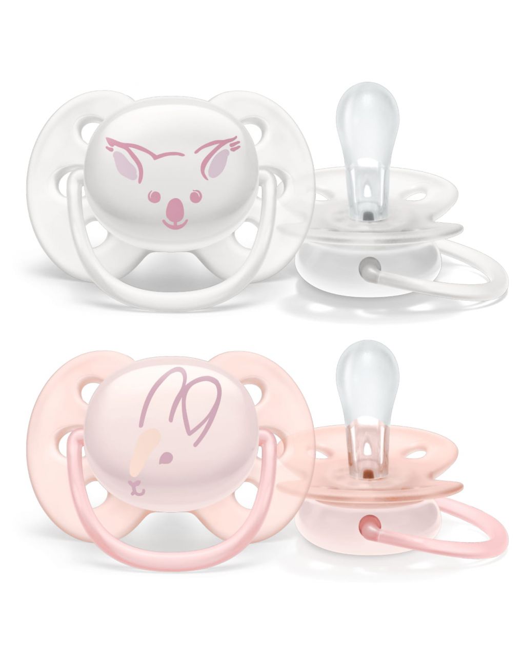 Pack 2 chupetes philips avent ultra soft 0-6m rosa - cachorros - Avent