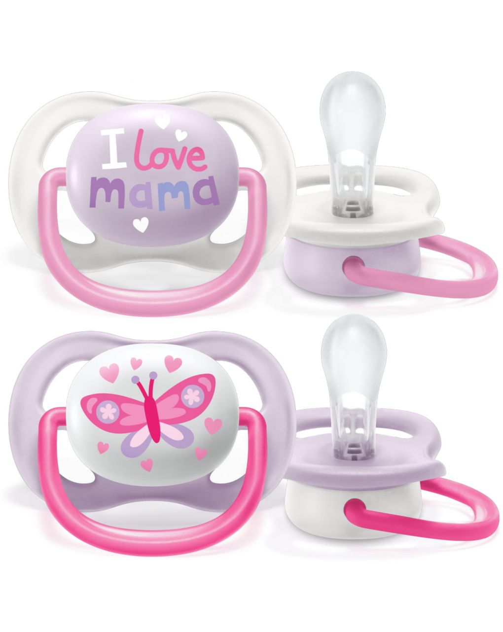 Pack 2 chupetes philips avent ultra air collection 0-6m rosa - mamá - Avent