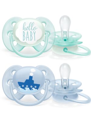 Pack 2 chupetes philips avent ultra soft 0-6m azul - hello - Avent