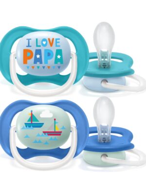 Pack 2 chupetes philips avent ultra air collection 6/18m azul - papá - Avent