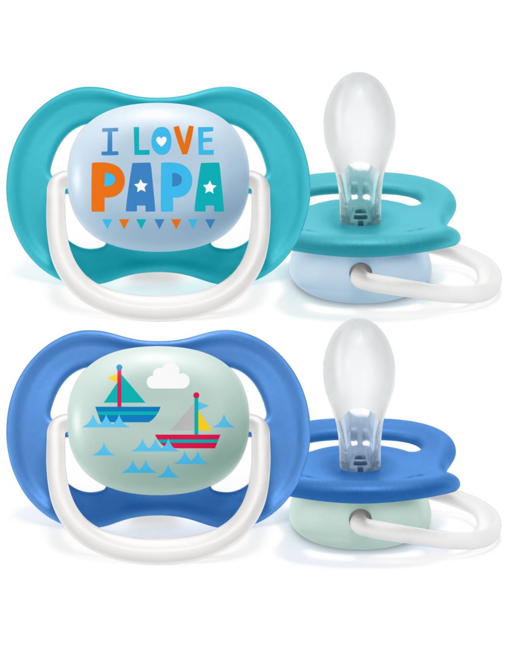 Pack 2 chupetes philips avent ultra air collection 6/18m azul - papá - Avent