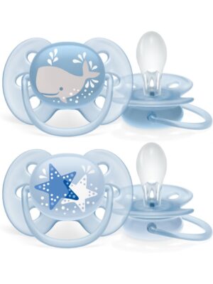 Pack 2 chupetes philips avent ultra soft 6-18m azul - ballena - Avent