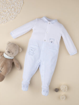 Pelele de dos piezas para niño azul claro y blanco - Prénatal