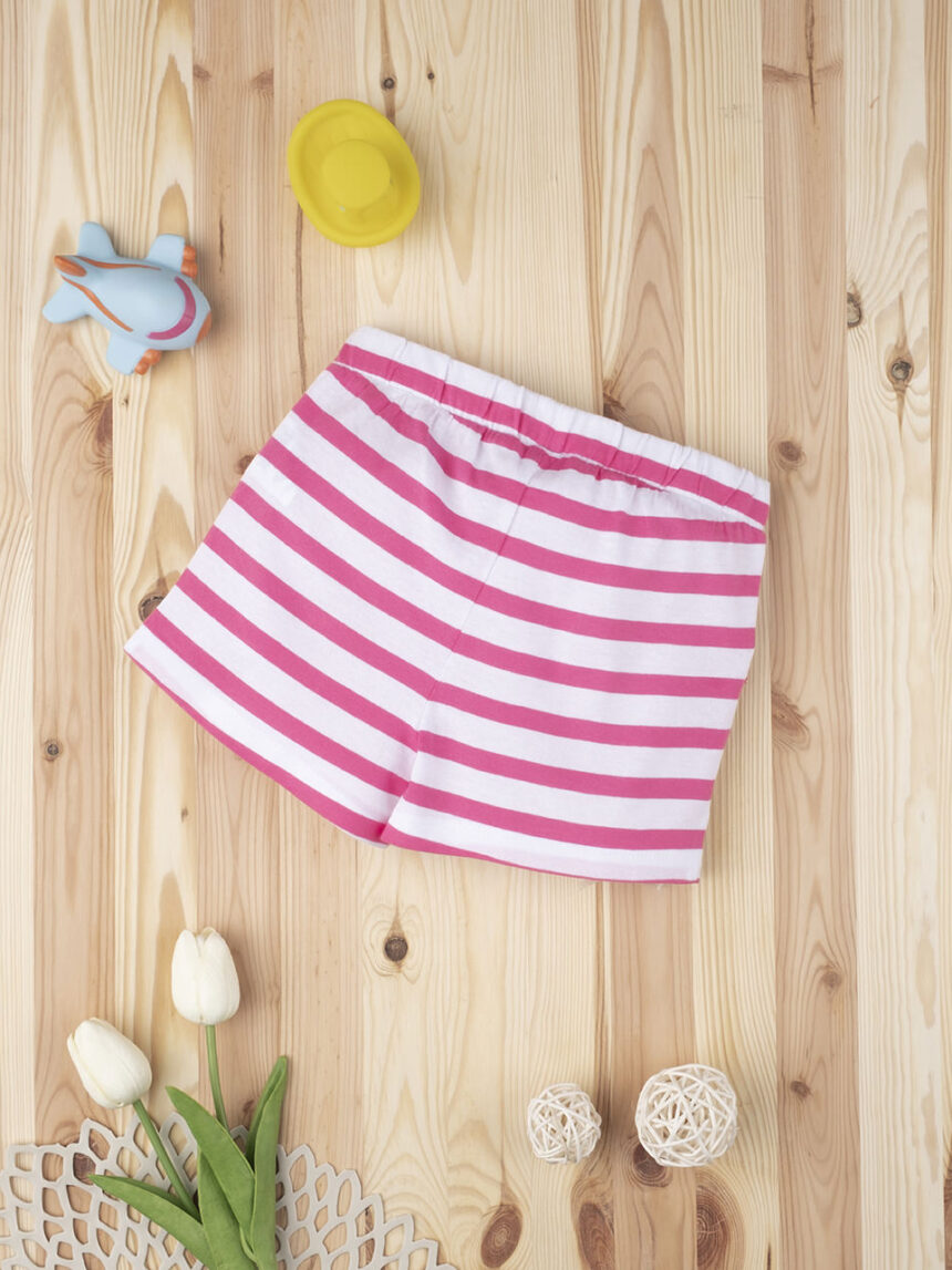 Pantalones cortos de niña a rayas de color rosa sangallo - Prénatal