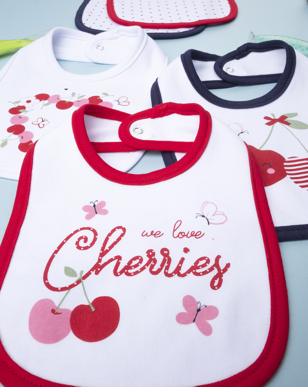 Pack 5 baberos para niña "cherries" - Prénatal