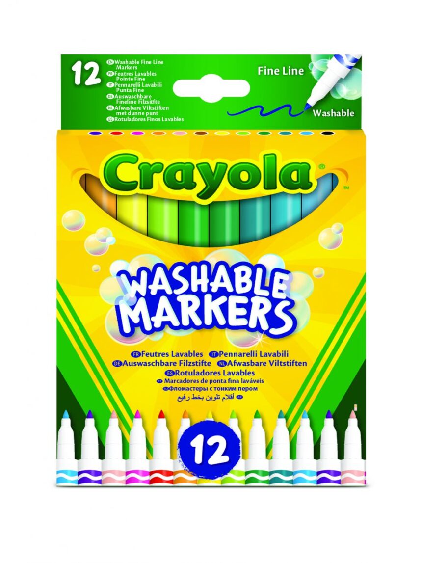 Crayola - 12 rotuladores punta fina superlavables - Crayola