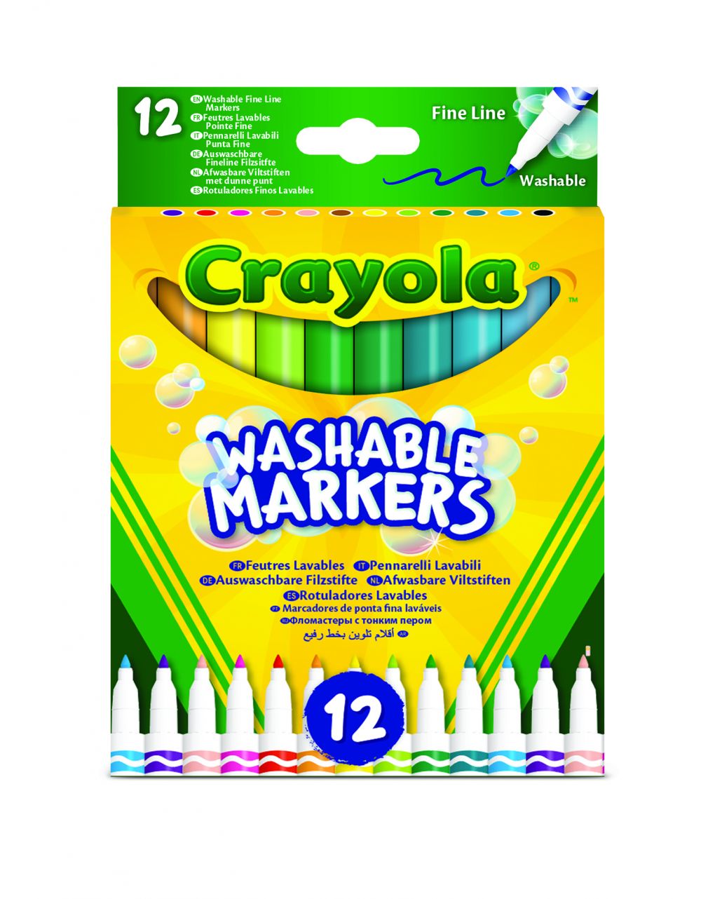 Crayola - 12 rotuladores punta fina superlavables - Crayola