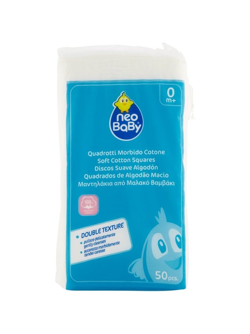 Maxicuadrados higiénicos 100 % algodón para bebés - 50 uds. - Neo Baby