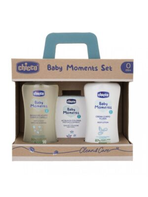 Baby moments set 3 baño cuerpo/cabello, crema corporal y colonia - Chicco