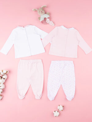 Pack 2 conjuntos rosa y blanco con jersey y polainas - Prénatal