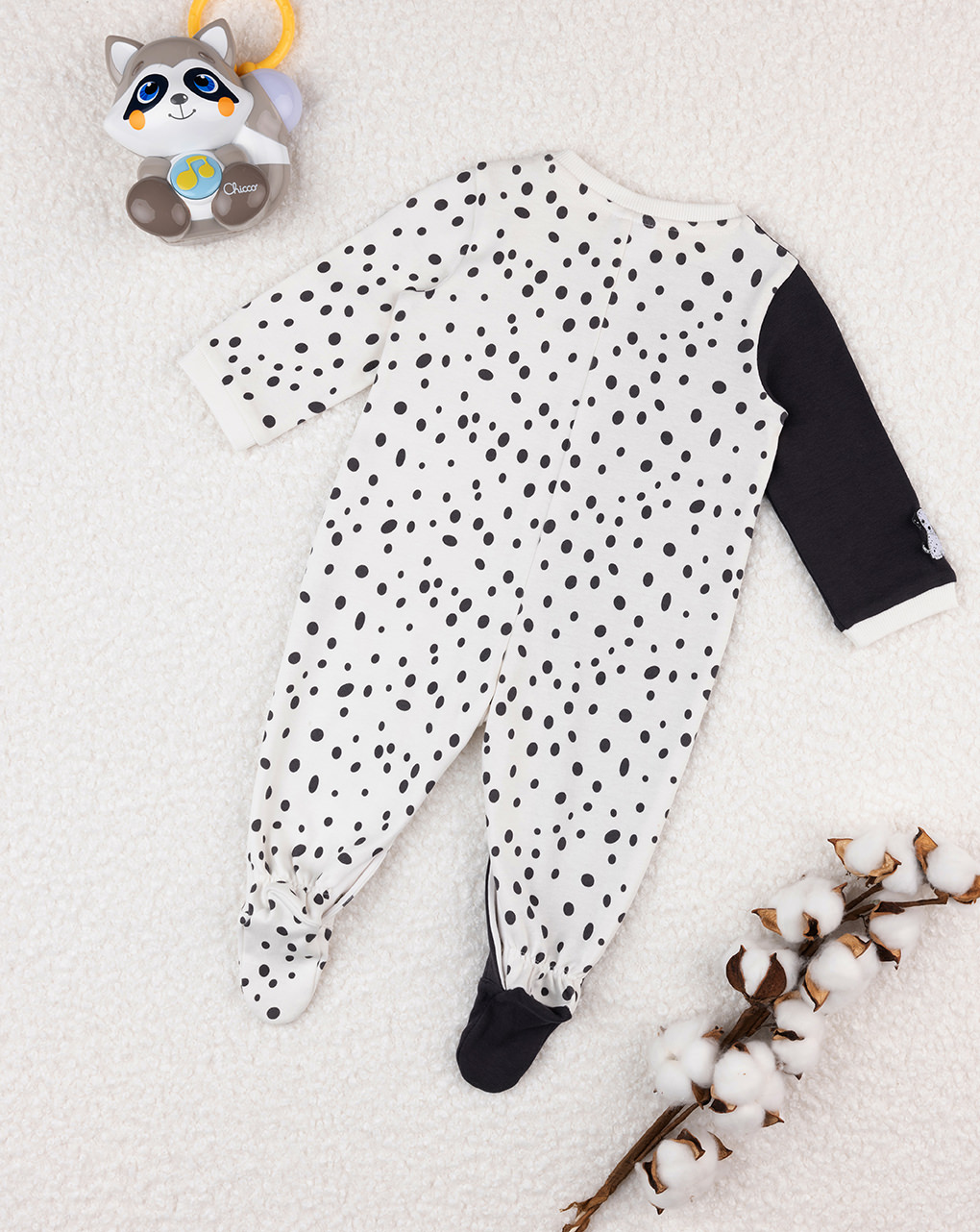 Pelele de algodón orgánico blanco y negro para bebé - Prénatal