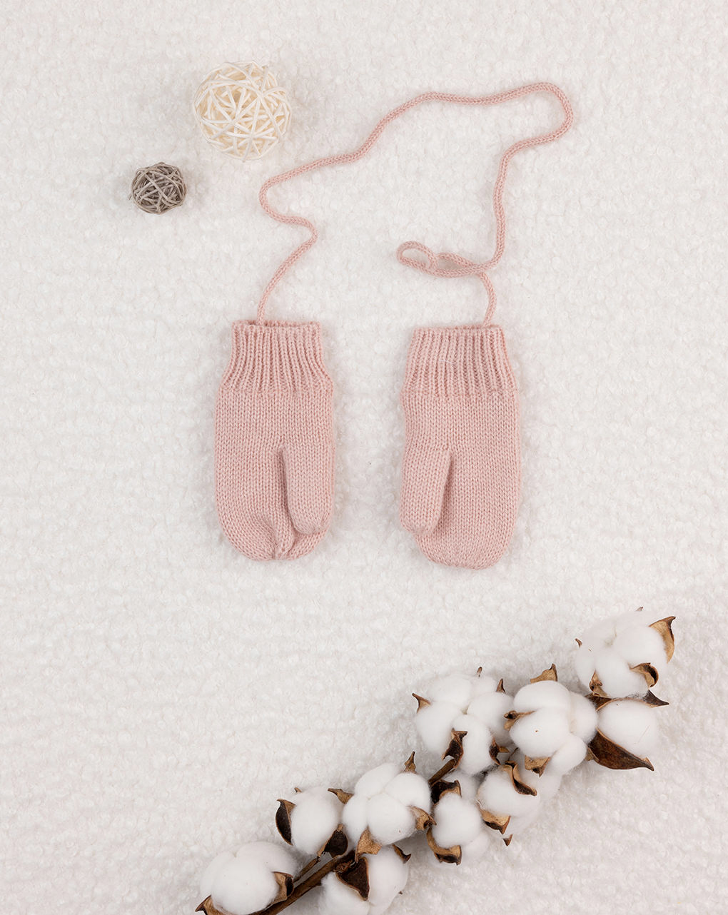 Manoplas de tricot rosa para niña - Prénatal