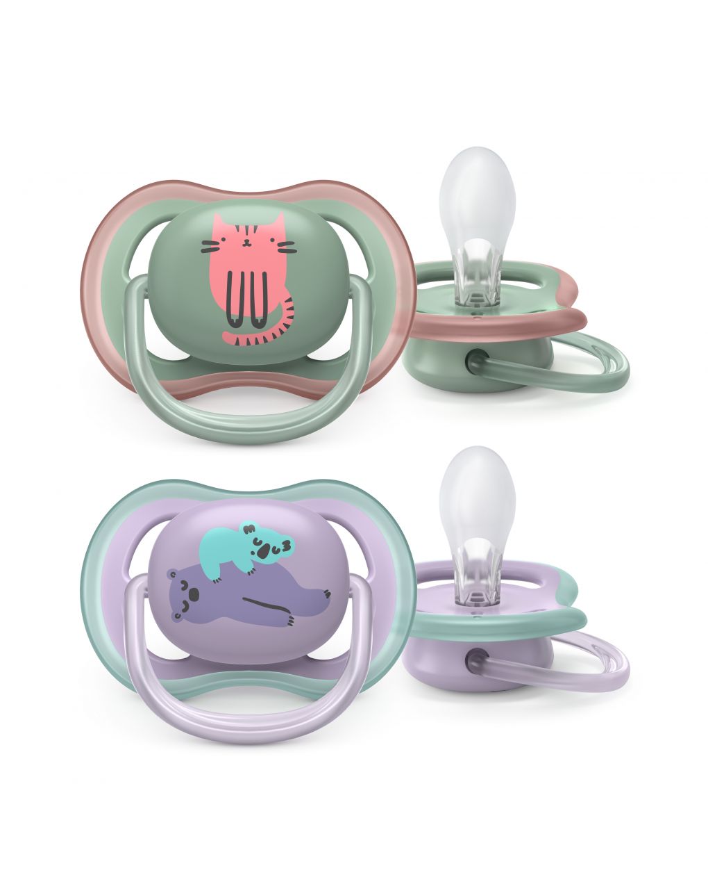 2 chupetes ultra air 6-18m - gato/oso - philips avent - Philips Avent