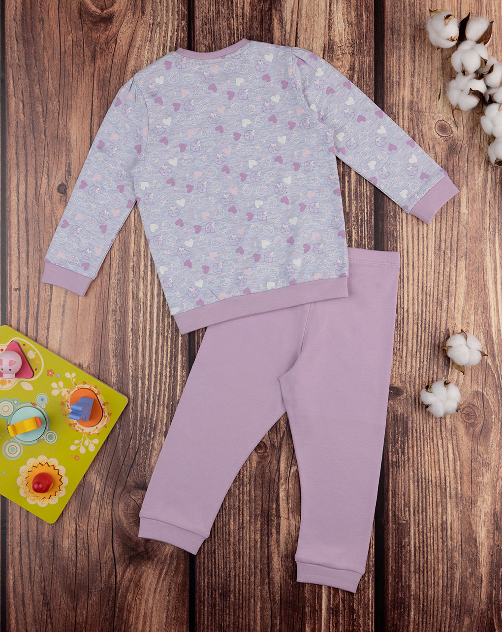 Pijama de niña gris/lila - Prénatal