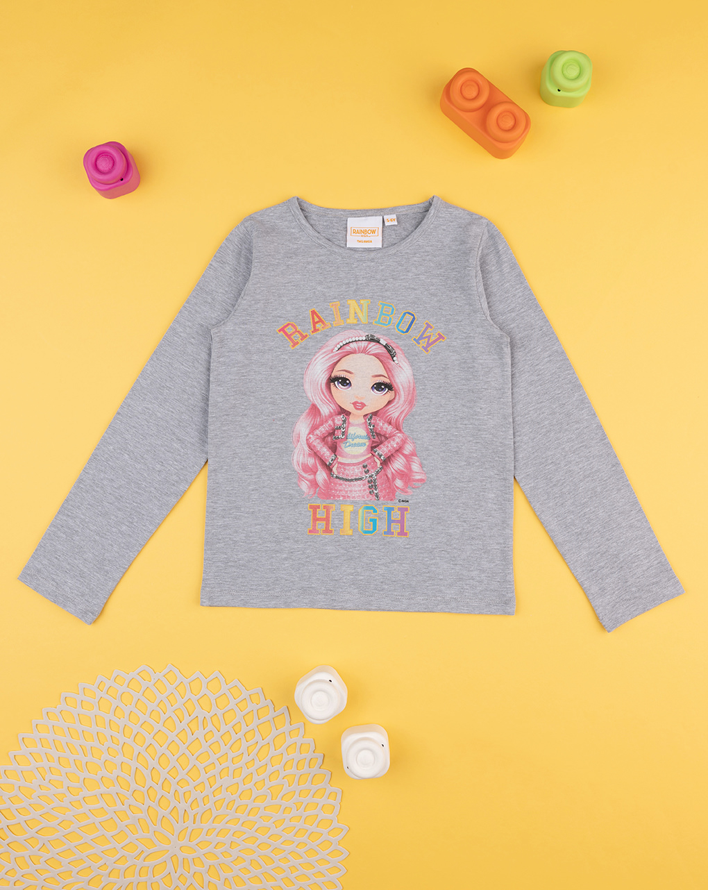 Camiseta gris "arcoiris" para niña - Prénatal