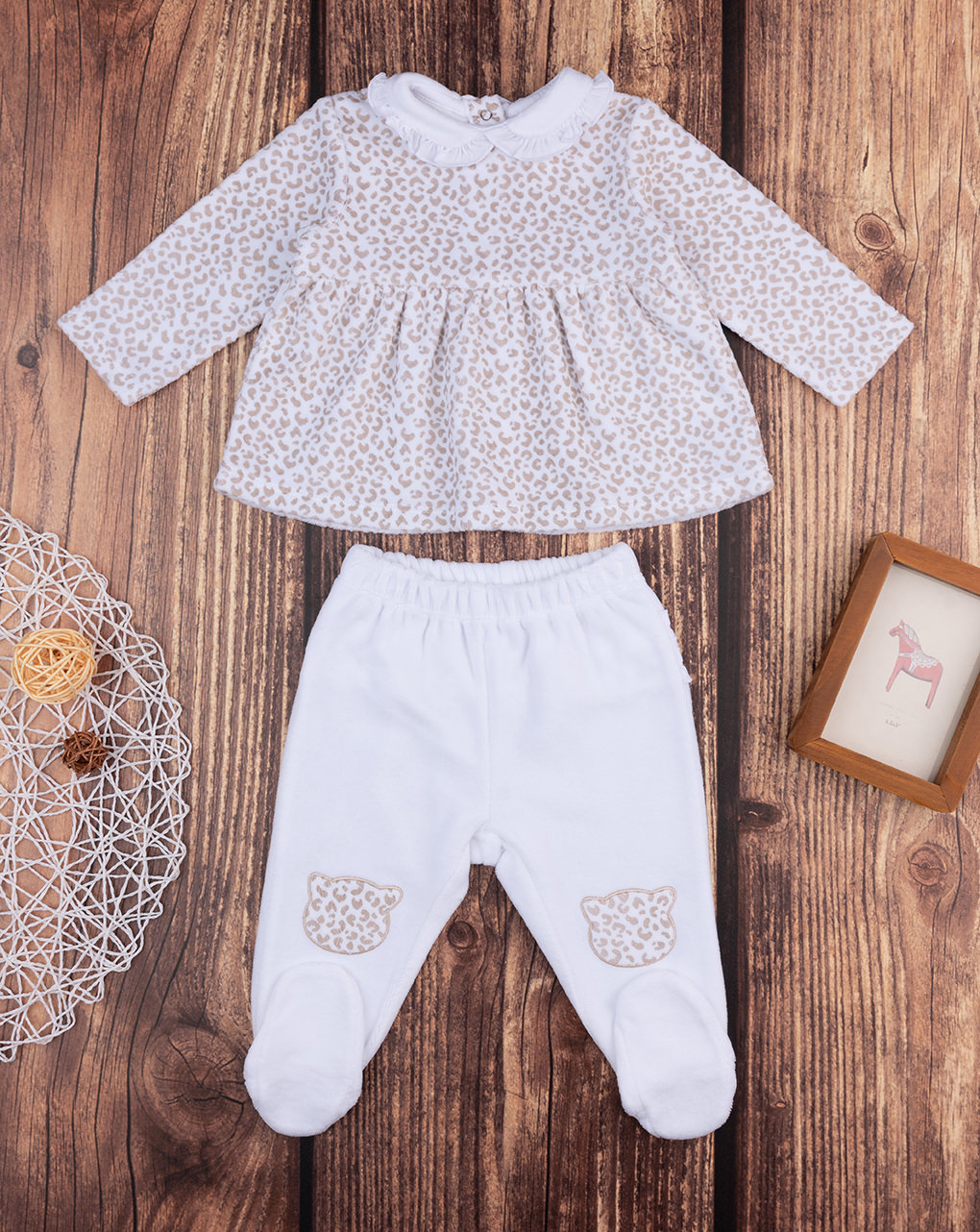 Conjunto de chenilla crema/maculada para niña - Prénatal