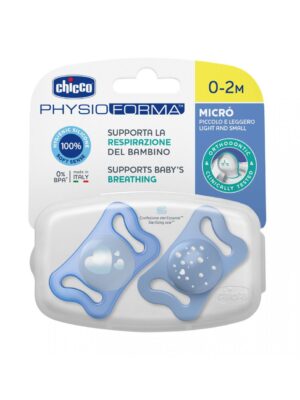 Set 2 chupetes silicona physio micro 0-2m azul claro - chicco - Chicco