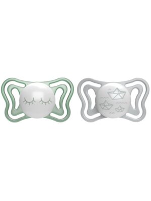 Set 2 chupetes silicona physio light night 16-36m gris/verde - chicco - Chicco