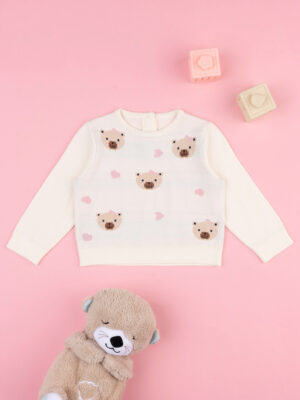 Suéter de tricot crema para niña - Prénatal