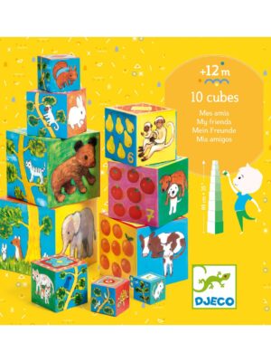 10 cubos apilables de cartón "mis amigos" - djeco - Djeco