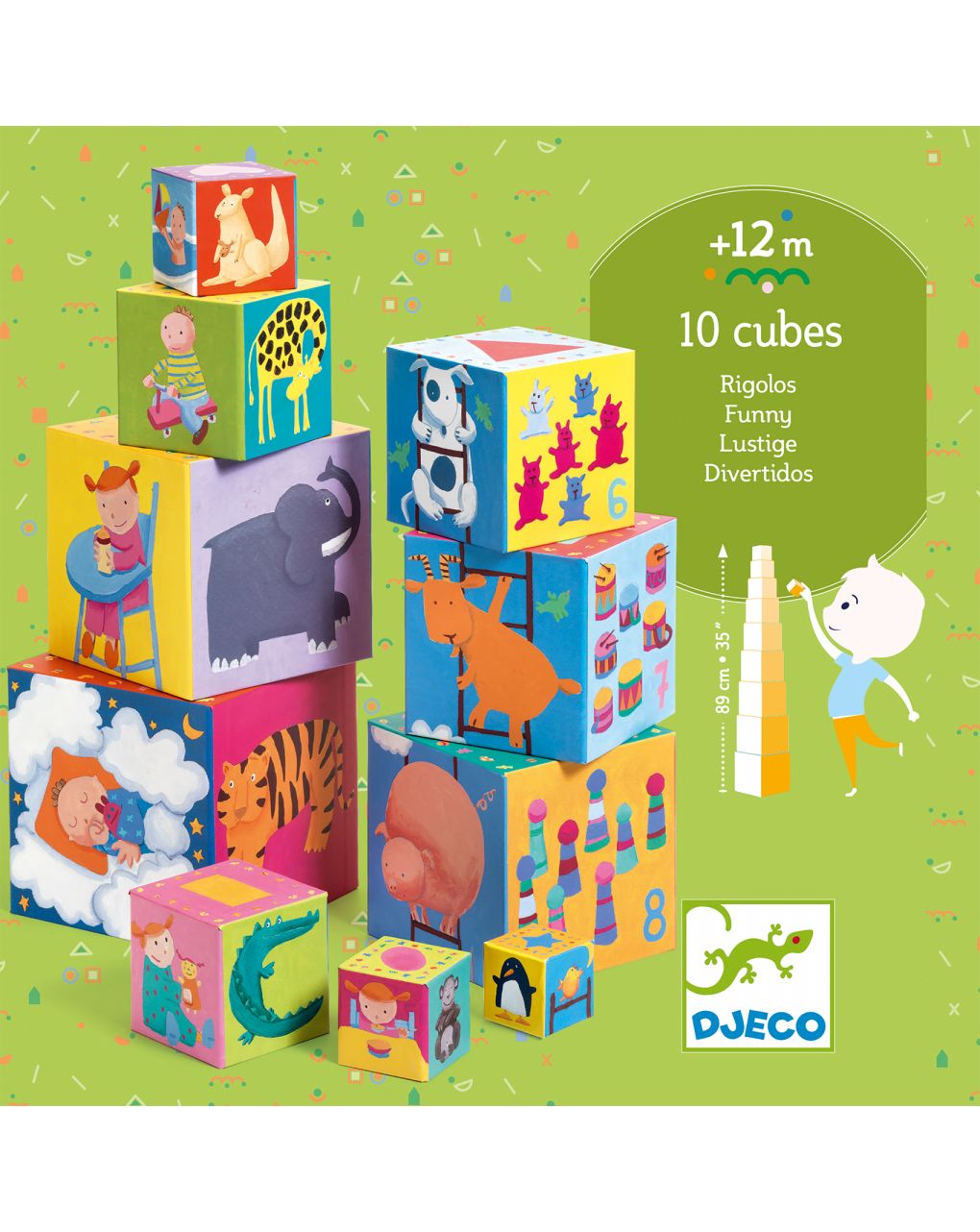 10 cubos rigolo de cartón apilables - djeco - Djeco