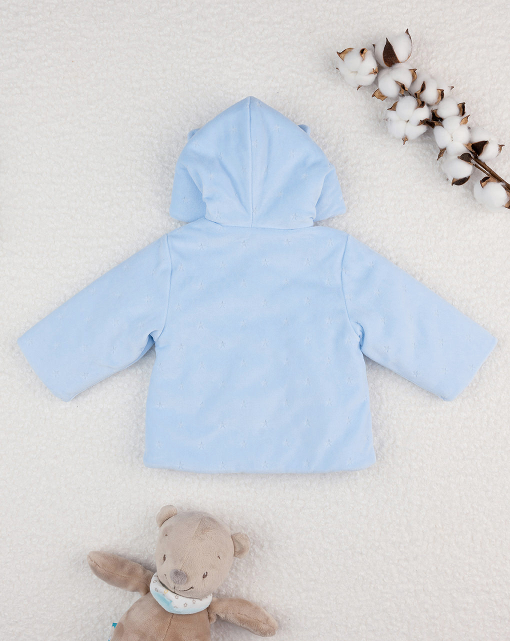 Chaqueta de chenilla de algodón orgánico azul bebé - Prénatal