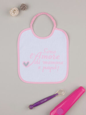 Babero de rizo rosa para bebé niña - Prénatal