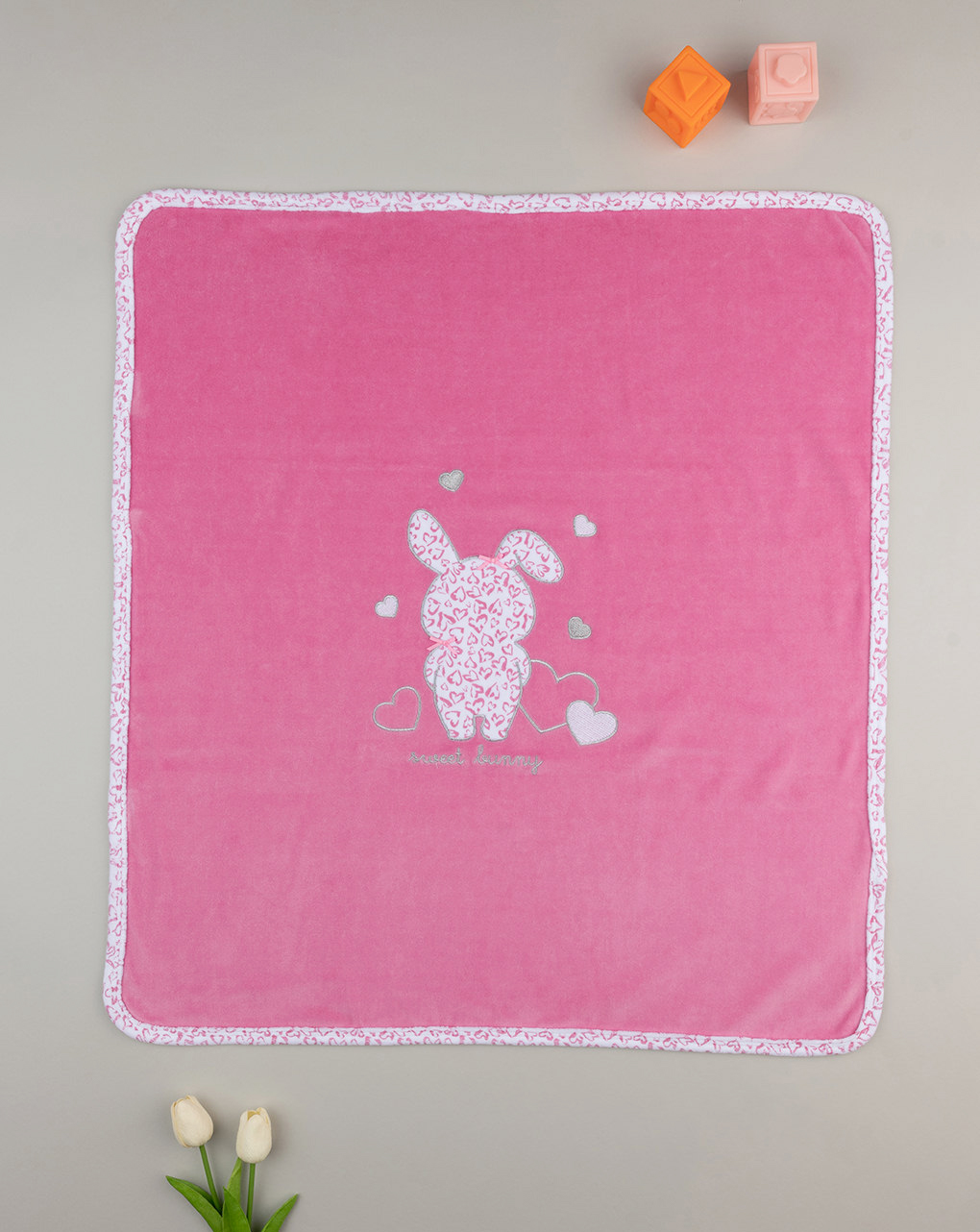 Manta de chenilla rosa para bebé niña - Prénatal