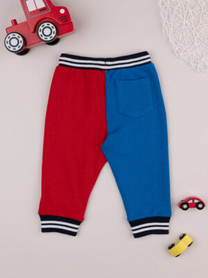 Pantalones informales de rizo francés para niños azul oscuro y rojo escarlata - Prénatal