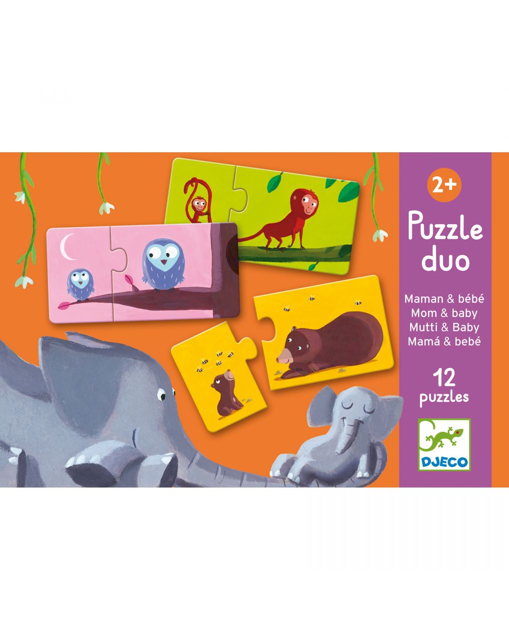 Puzzle duo mamá y bebé 12 puzzles de 2 fichas - djeco - Djeco