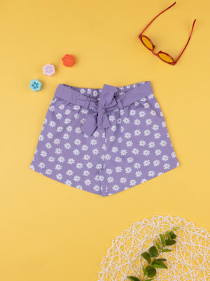 Pantalones cortos popeline niña lila - Prénatal
