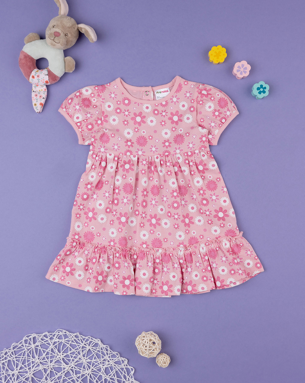 Vestido rosa 'flowers' para bebé niña - Prénatal