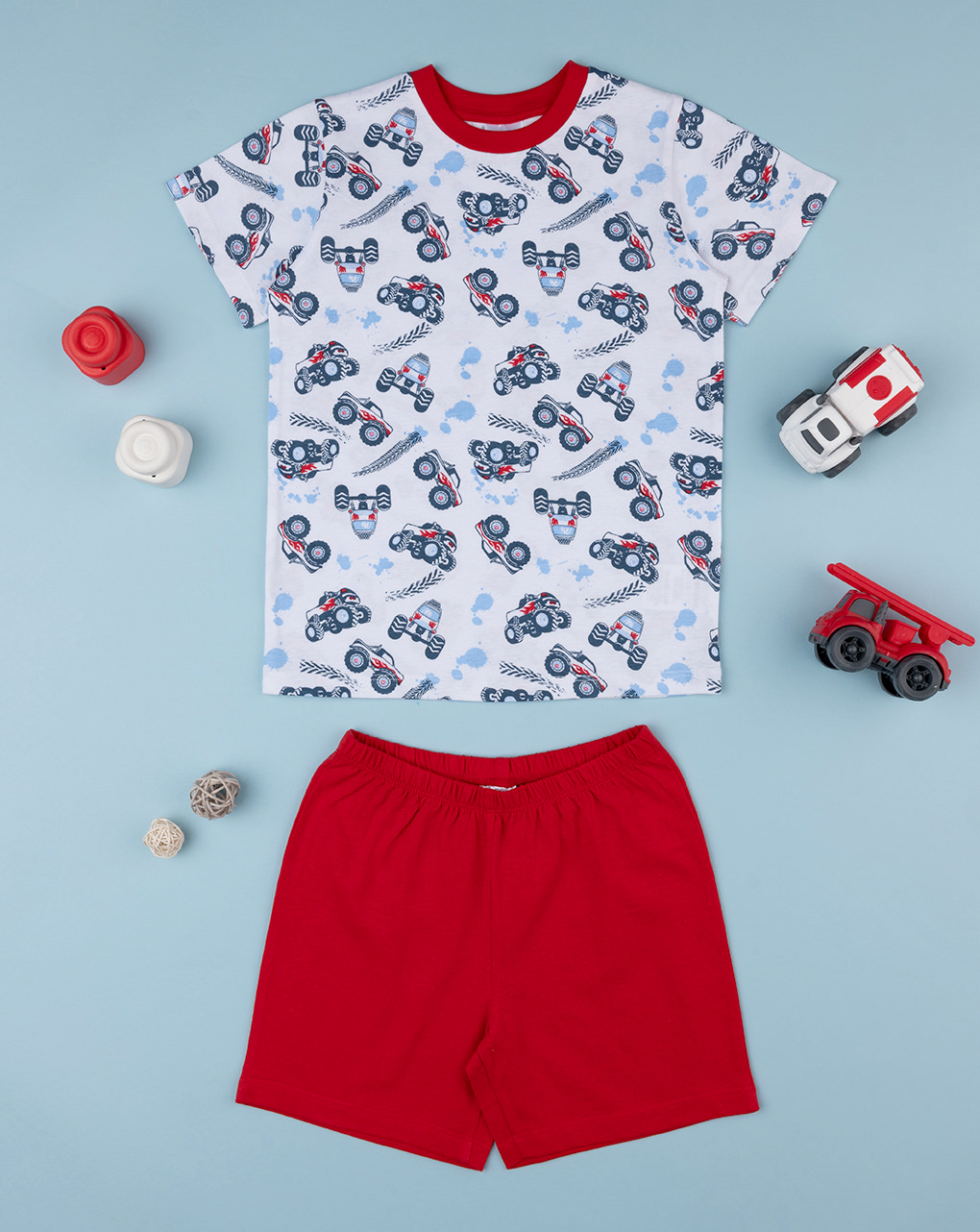 Pijama de punto rojo y blanco para niño - Prénatal