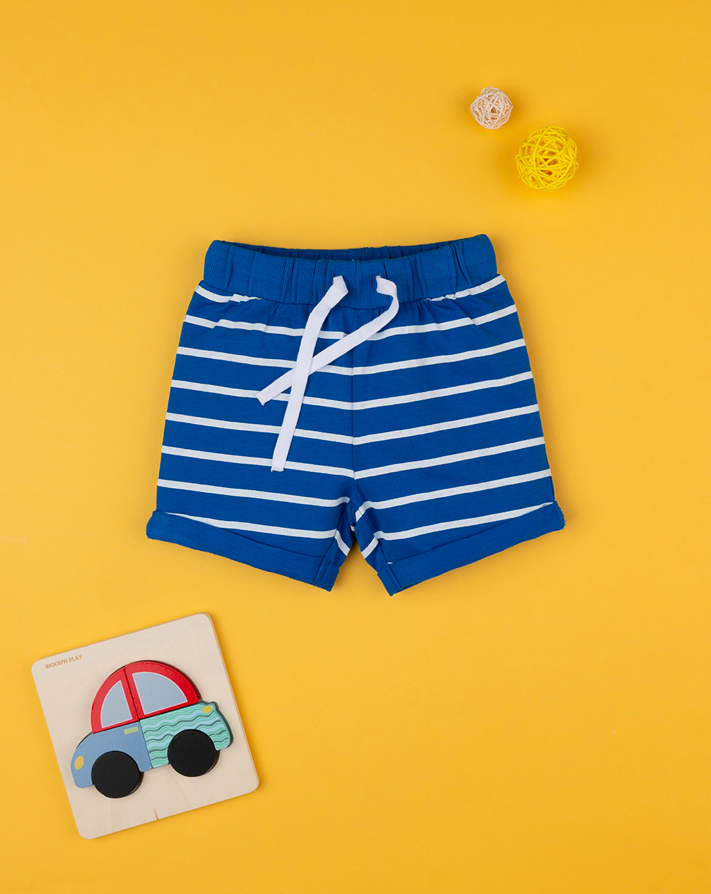 Pantalones cortos a rayas azul bebé - Prénatal