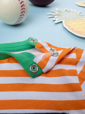 Camiseta a rayas bebé blanco/naranja - Prénatal