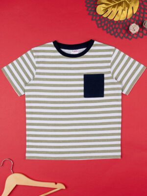Camiseta infantil de rayas grises/azules - Prénatal