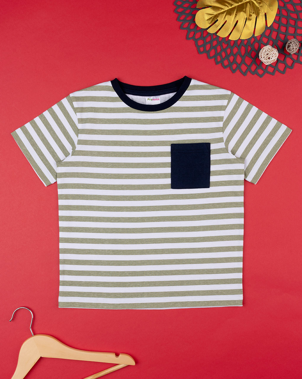 Camiseta infantil de rayas grises/azules - Prénatal