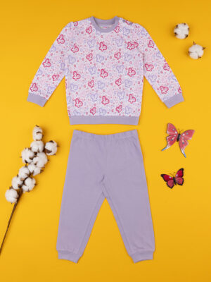 Pijama "mariposas" lila de niña - Prénatal