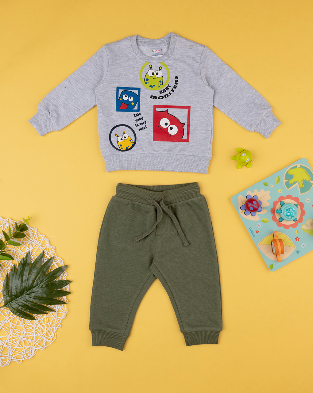 Conjunto jogging gris/verde niño - Prénatal