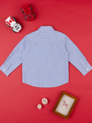Camisa de popelina a rayas azul bebé - Prénatal
